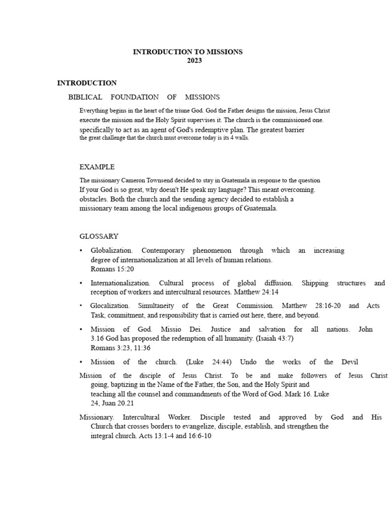 Biblical Foundations of Missions Explained | PDF | Jesus | Christian ...