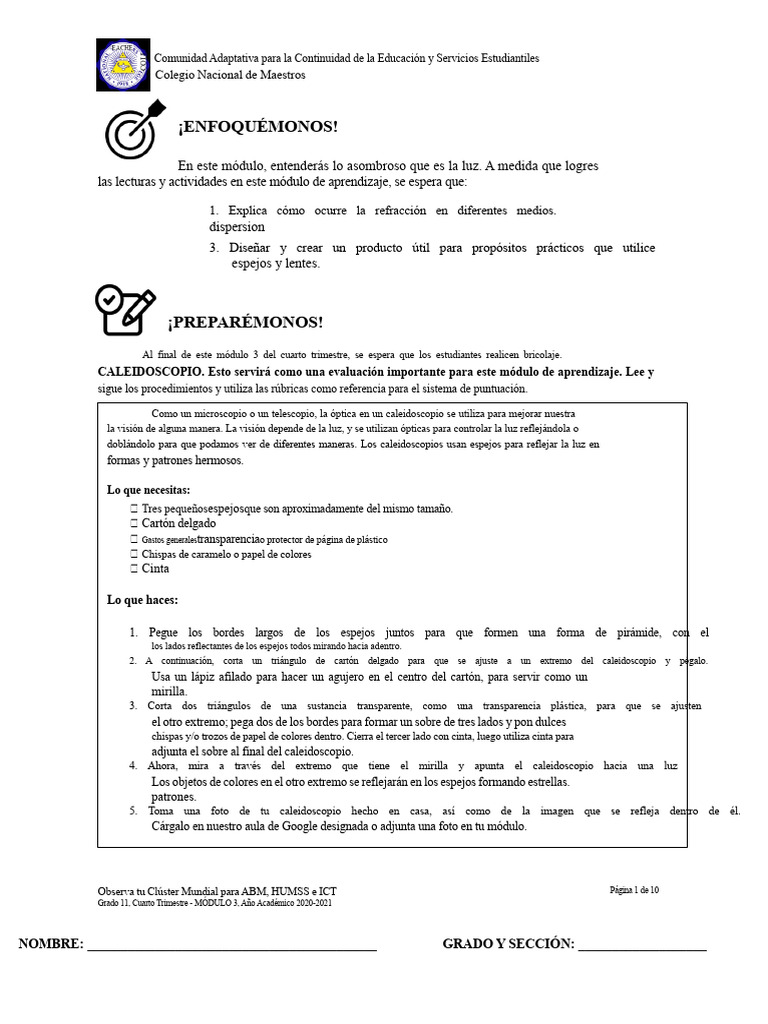 Módulo-3 Trimestre-4 Clúster O G11 ABMHUMSSICT Ciencia Física | PDF ...
