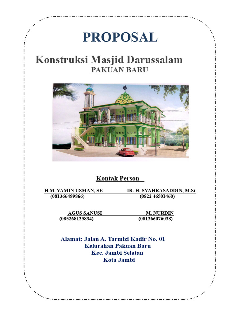 Proposal Pembangunan Masjid Darussalam | PDF