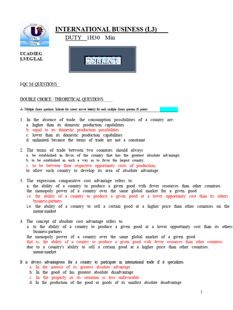 International Business Exam Questions | PDF | Exports | Comparative ...