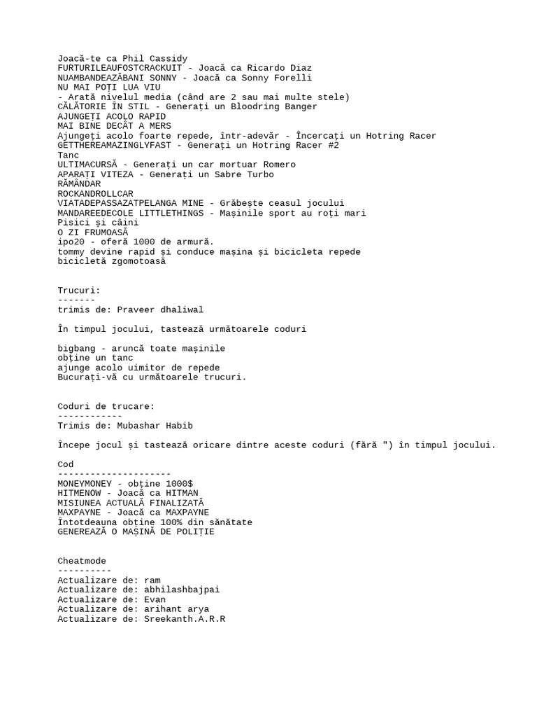 Gta Vice City Coduri | PDF