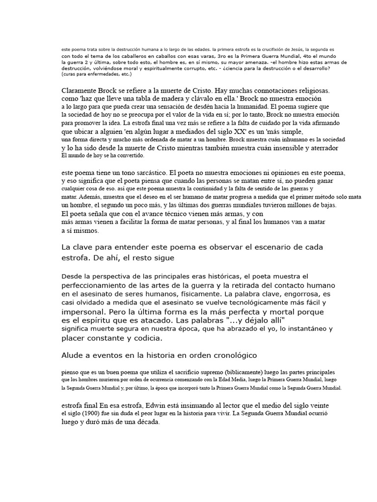 La Destrucción Humana en la Poesía de Brock | PDF
