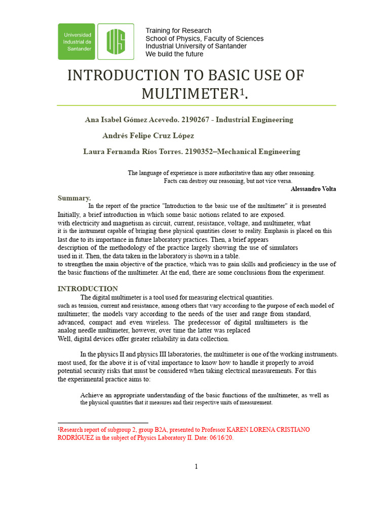 Multimeter Basics: Lab Training Guide | PDF | Voltage | Electrical Network