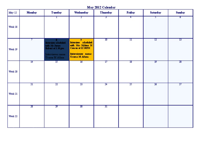 May 2012 Calendar with Interviews | PDF | Science & Mathematics