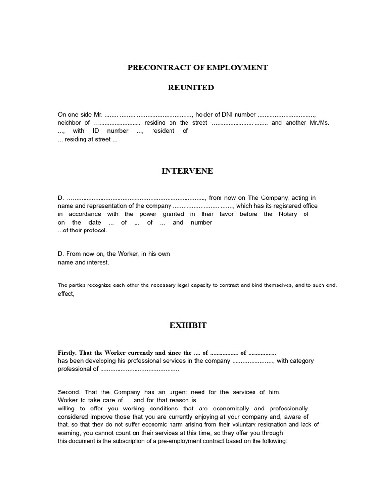 Pre-Employment Contract Agreement | PDF | Breach Of Contract | Justice
