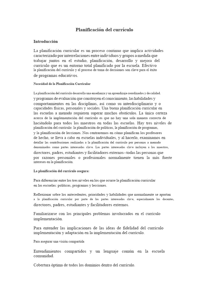 Planificación Efectiva del Currículo Escolar | PDF | Plan de estudios ...