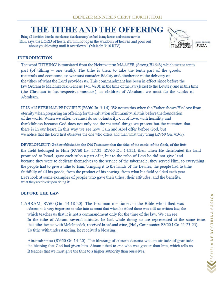 Topic No.18 The Tithe and The Offering | PDF | Tithe | Abraham