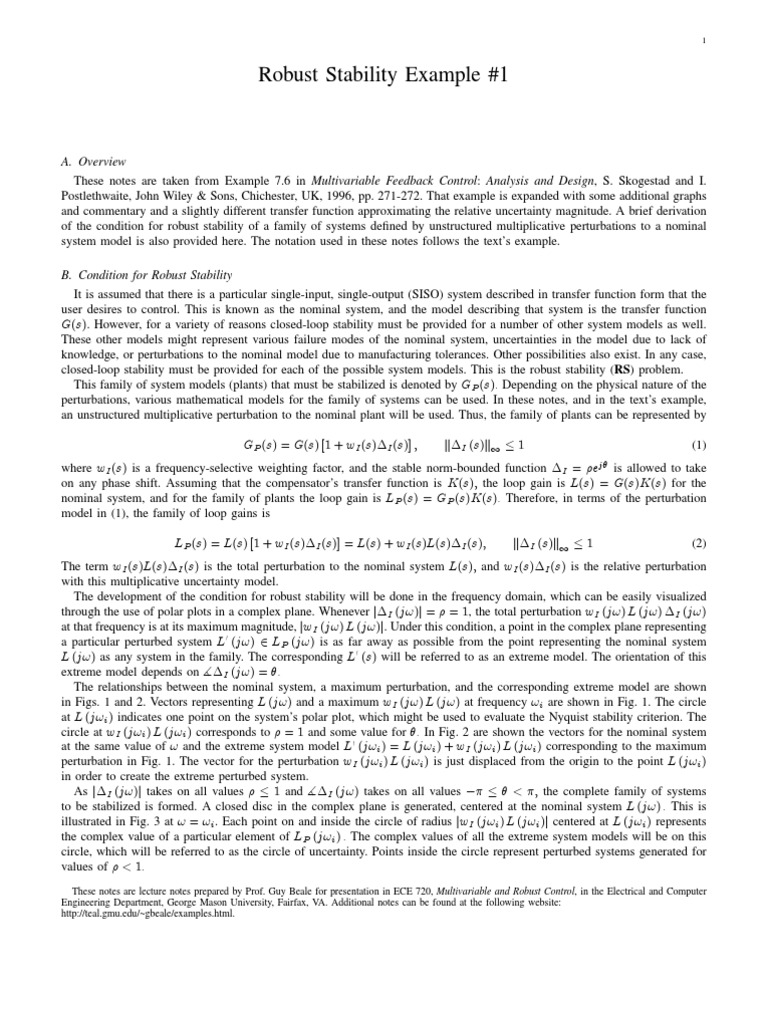 Robust Stability in Control Systems | PDF | Control Theory | Systems Theory