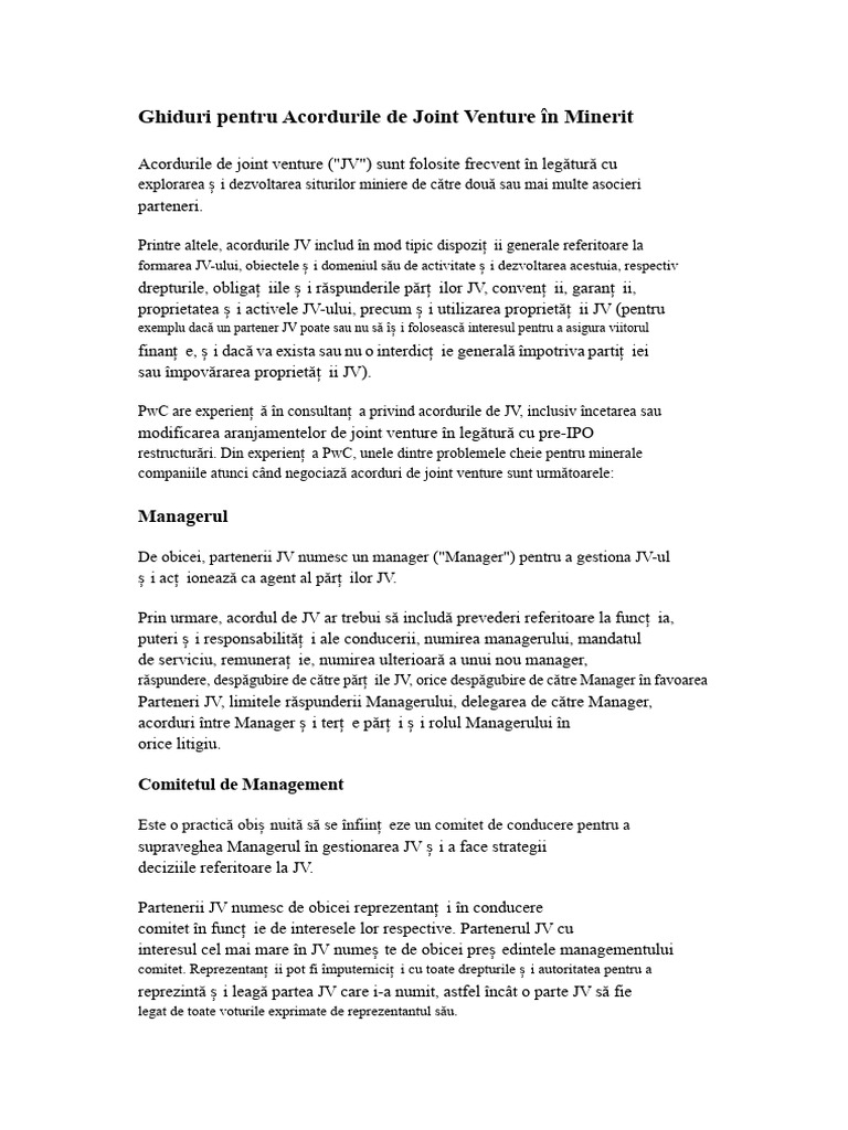 Ghiduri Pentru Acordurile de Parteneriat În Minerit | PDF