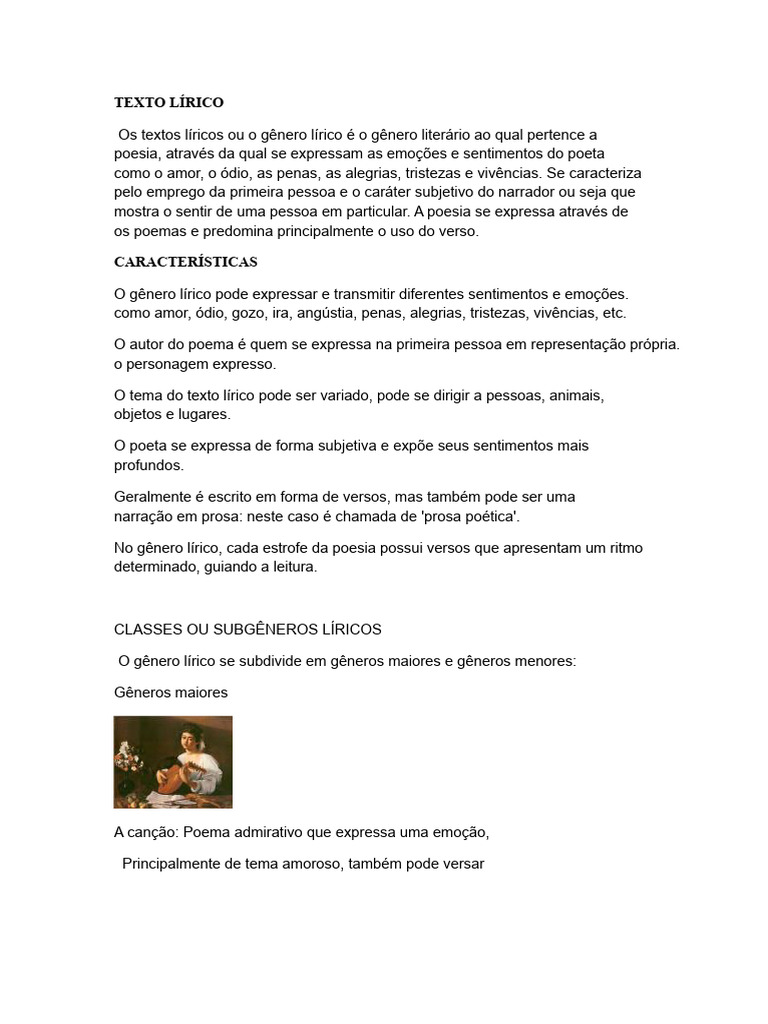 Características do Gênero Lírico na Poesia | PDF