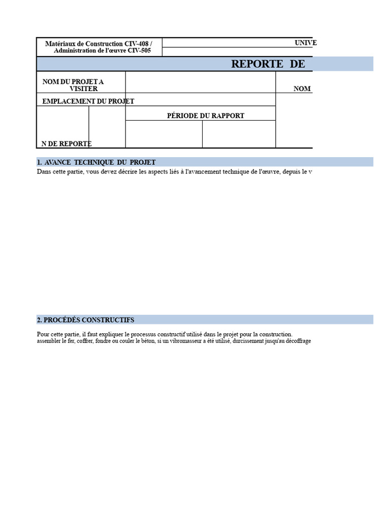Rapport technique sur un projet de construction | PDF