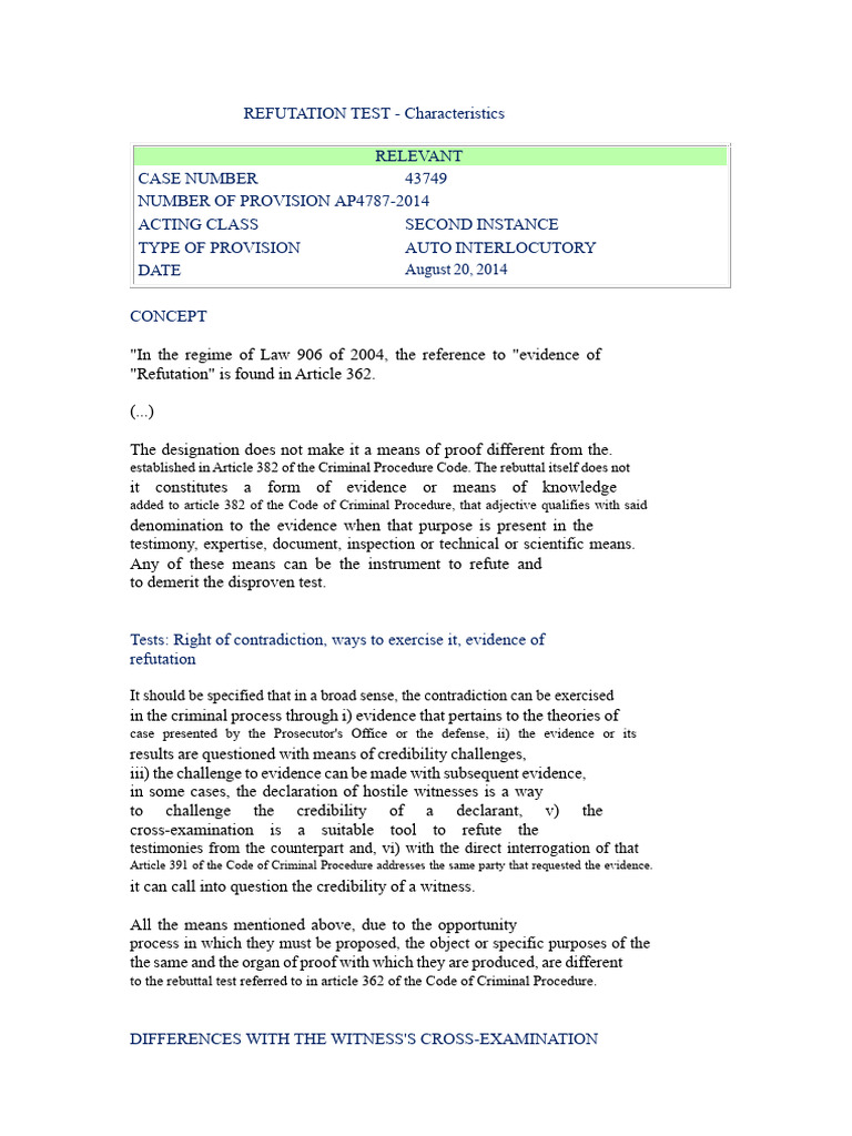 Refutation Test | PDF | Evidence | Evidence (Law)