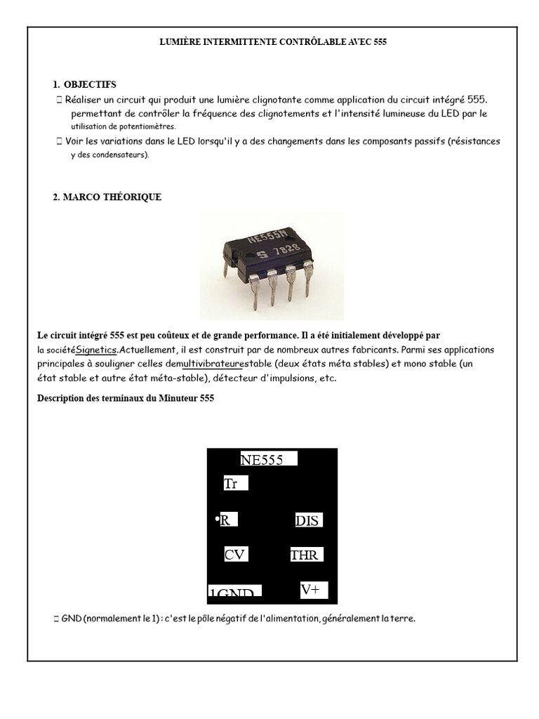 Circuit de lumière clignotante avec 555 | PDF | Diode ...