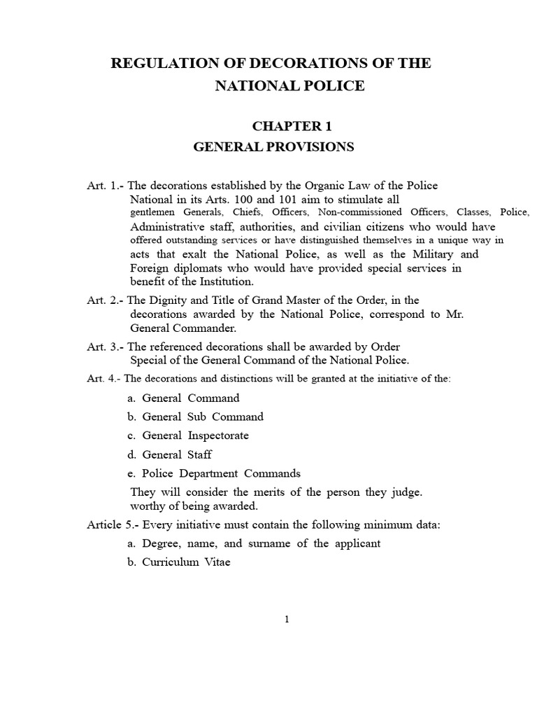 National Police Decorations Regulation | PDF | Police