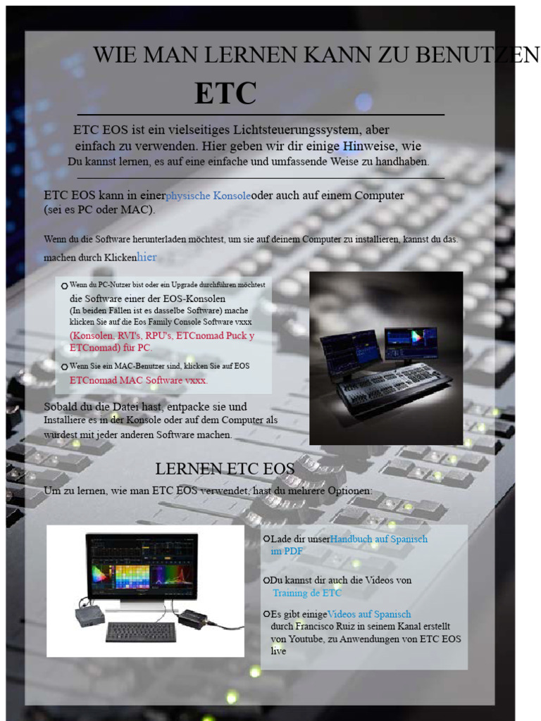 Wie Man Lernt, ETC EOS Zu Benutzen. | PDF