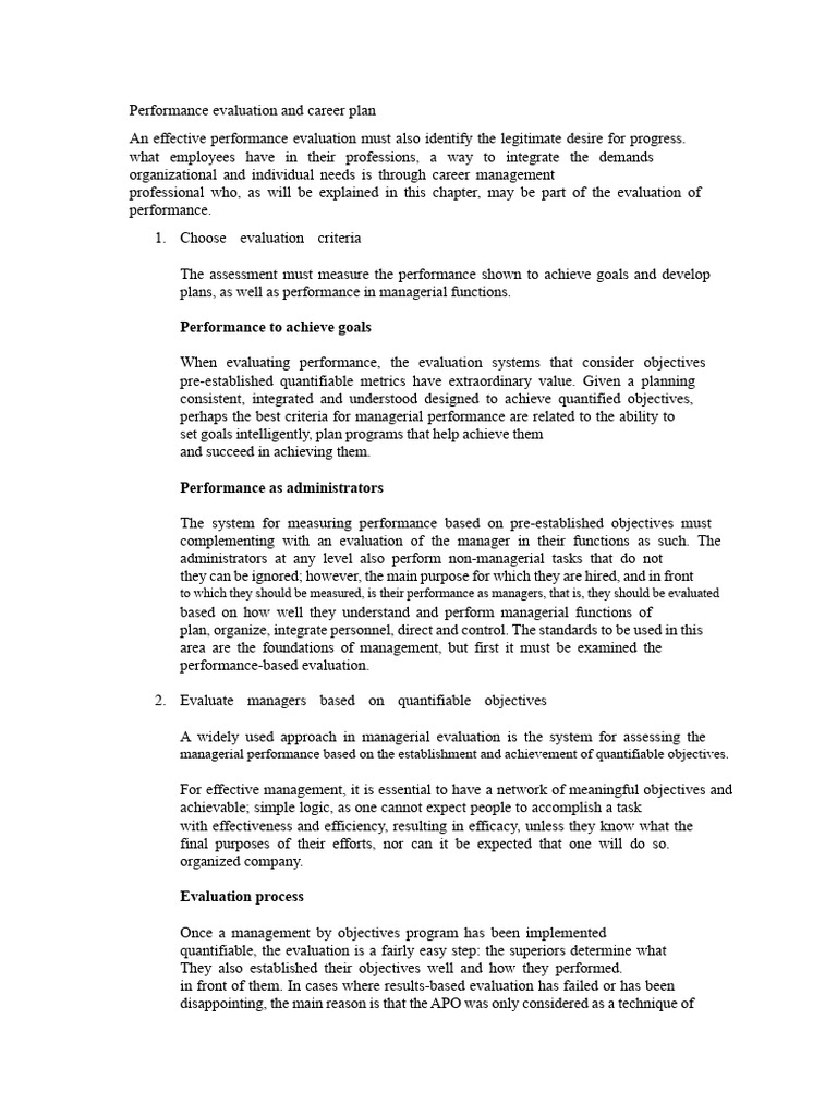 Performance Evaluation and Career Planning | PDF | Performance ...