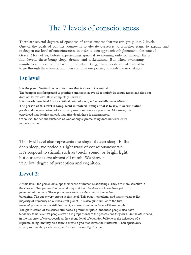 The 7 Levels of Consciousness | PDF | Consciousness | Divinity