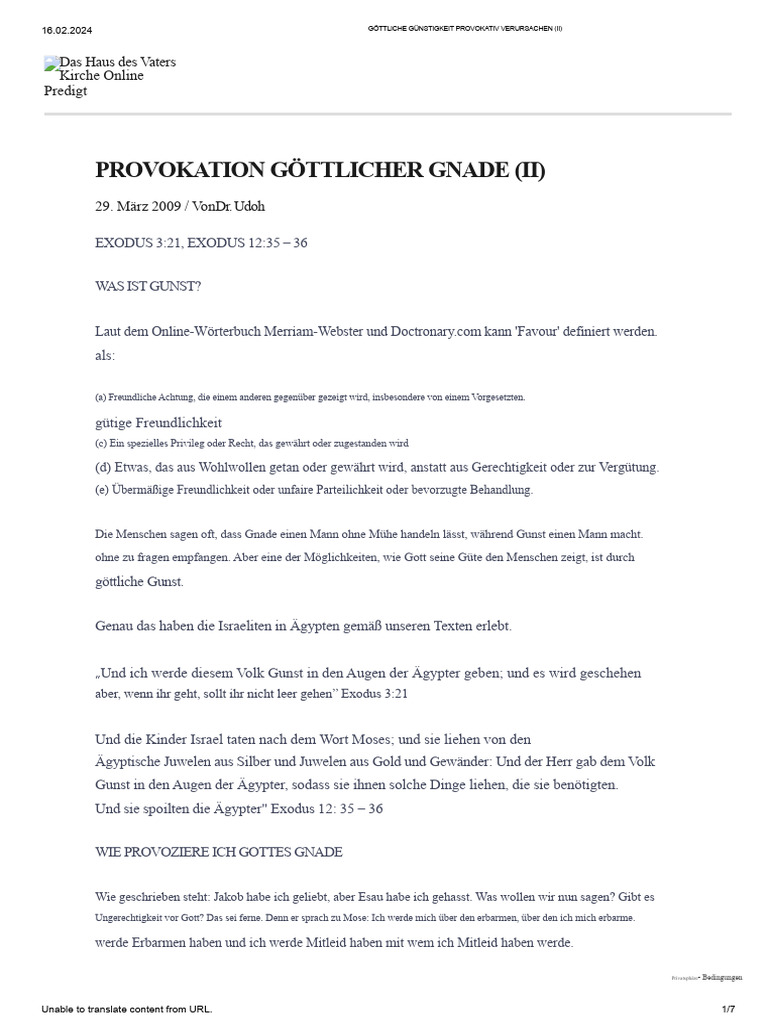 Provokation Göttlicher Gnade (Ii) | PDF