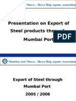 Presentation On Export of Steel Products Through Mumbai Port