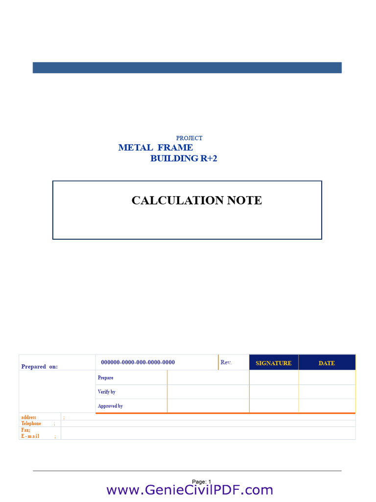 Metal Frame Building R+2 Calculation Note | PDF | Concrete | Reinforced ...