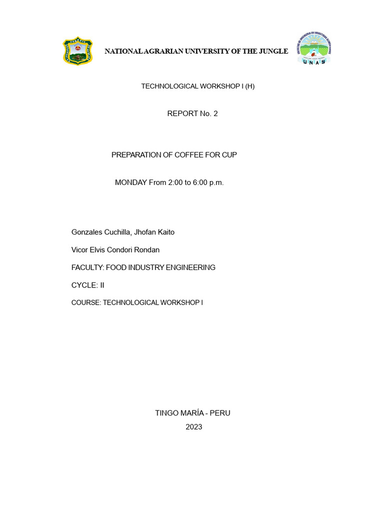 Report On The Preparation of Coffee For Cup | PDF | Coffee | Taste
