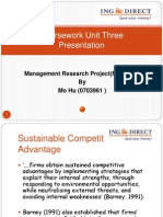 Coursework Unit Three Presentation: Management Research Project (MT1042A) by Mo Hu (0703961)
