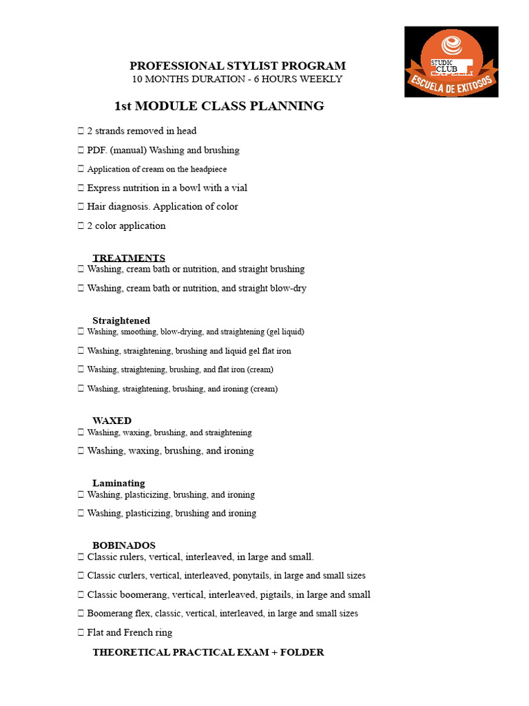 Updated Professional Stylist Program 2021 | PDF | Hairstyle | Hairdresser