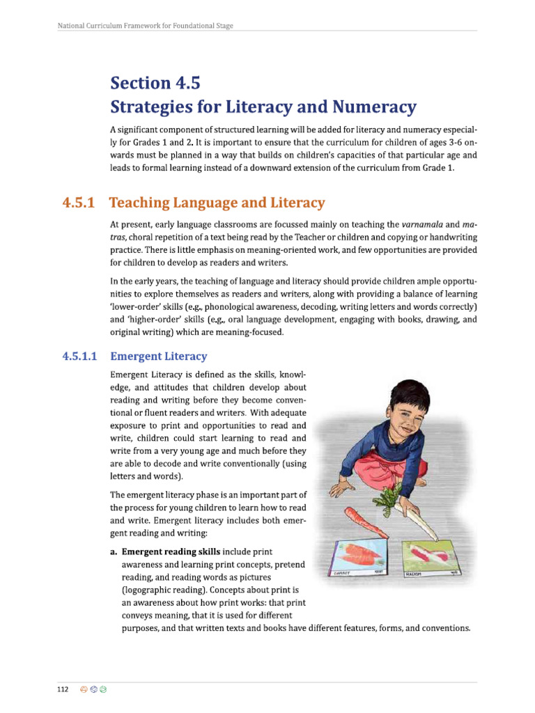 Read 1 - ENG - Strategies For Teaching Emergent Literacy and Numeracy | PDF
