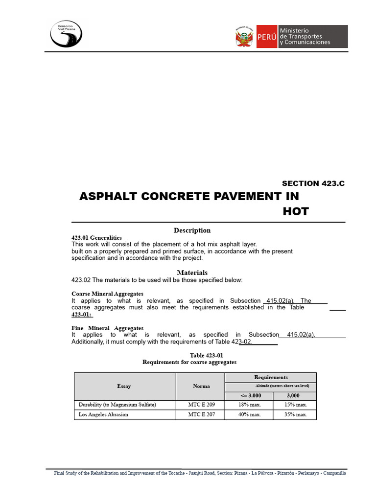 423 Hot Mix Asphalt Pavement - OK | PDF | Construction Aggregate | Road ...