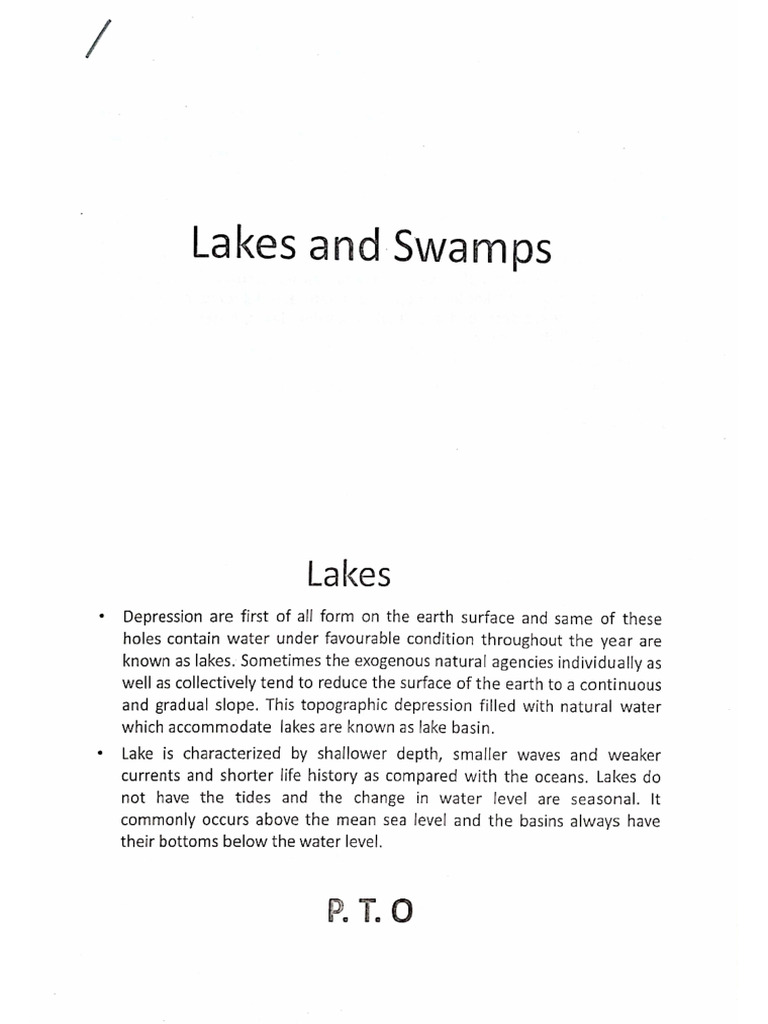 Lakes and Swamps | PDF