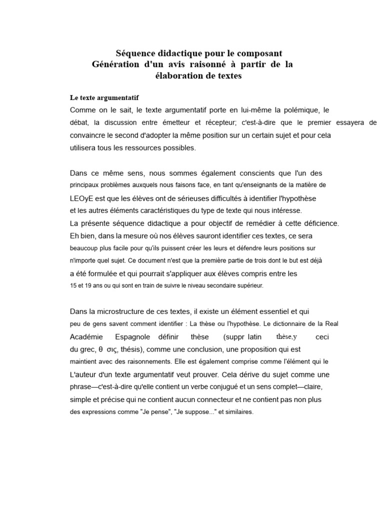 Séquence didactique sur le texte argumentatif | PDF | Cigarette | Sujet ...