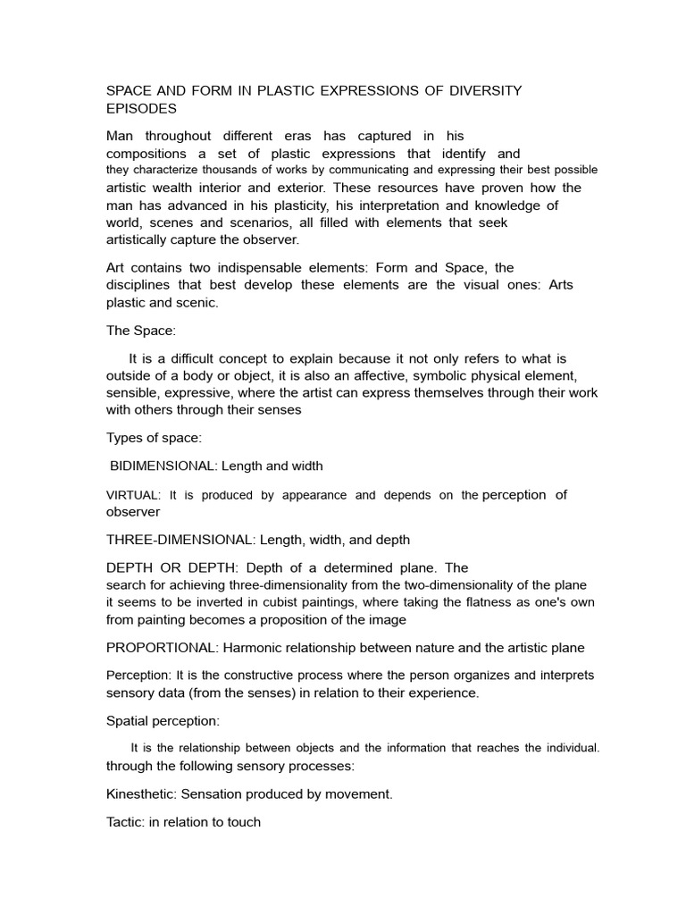 Space and Form in Plastic Expressions From Various Epochs | PDF ...