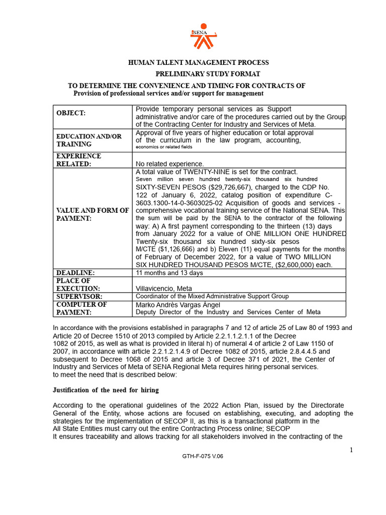 GTH-F-075 V.06 Preliminary Studies Format | PDF | Employment | Breach ...