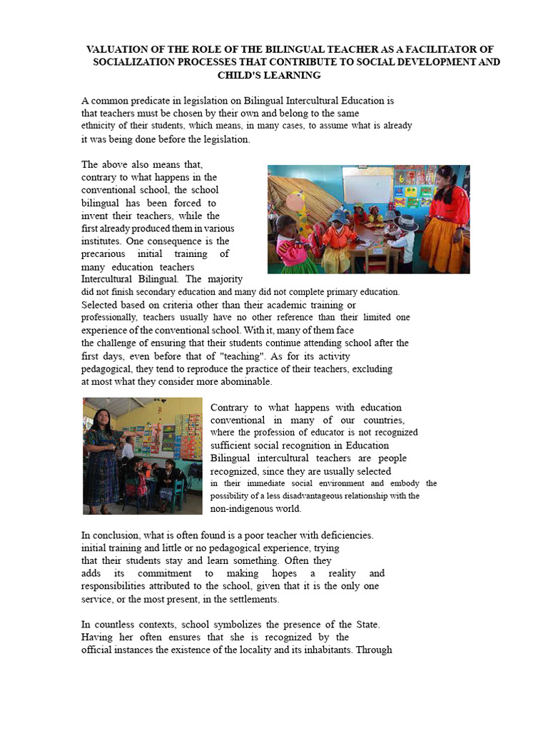 Assessment of The Role of The Bilingual Teacher As A Facilitator | PDF ...