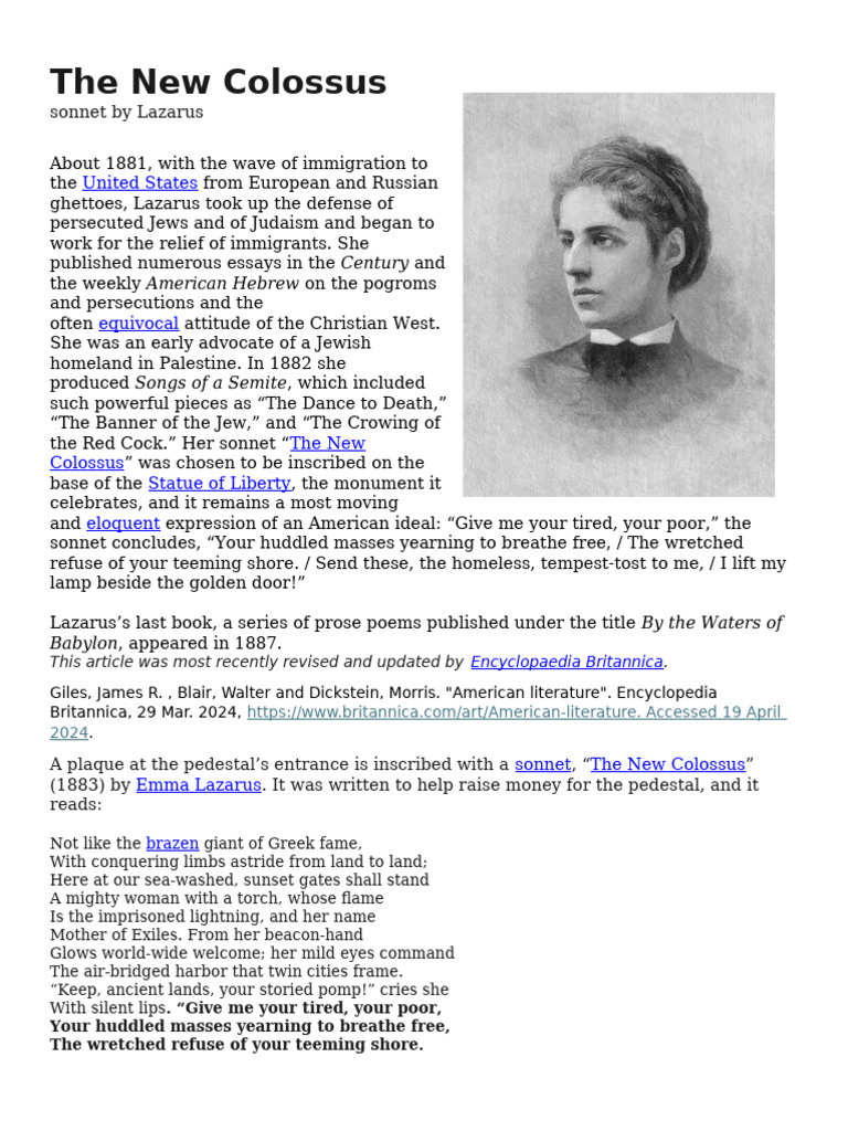 Emma Lazarus's 