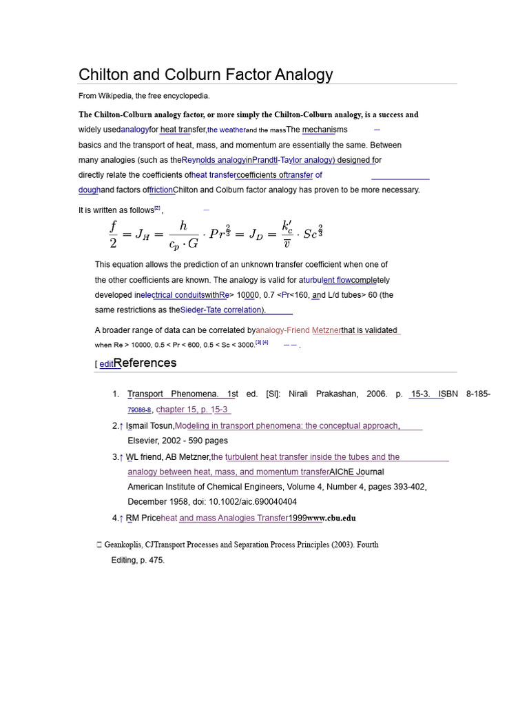 Analogy Factor J Chilton and Colburn | PDF