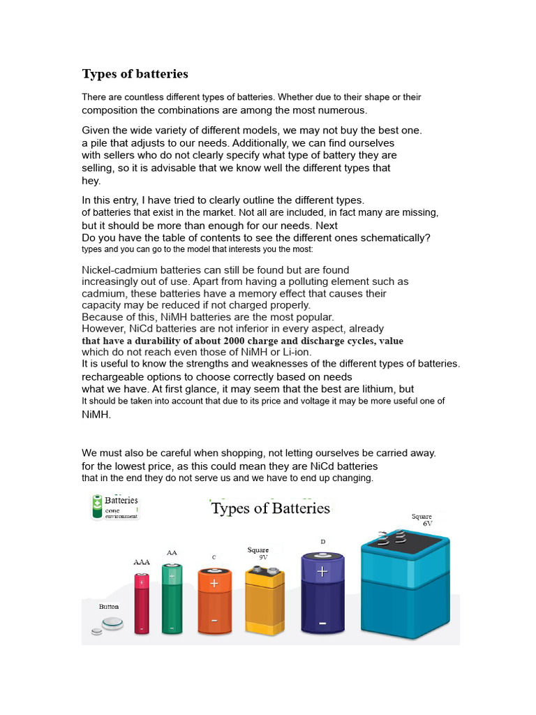 Guide to Battery Types and Selection | PDF
