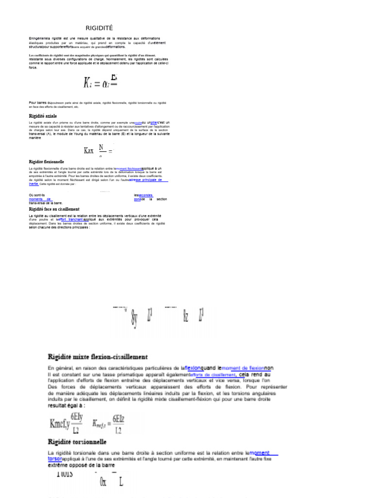 Rigidité | PDF | Contrainte de cisaillement | Flexion (matériau)