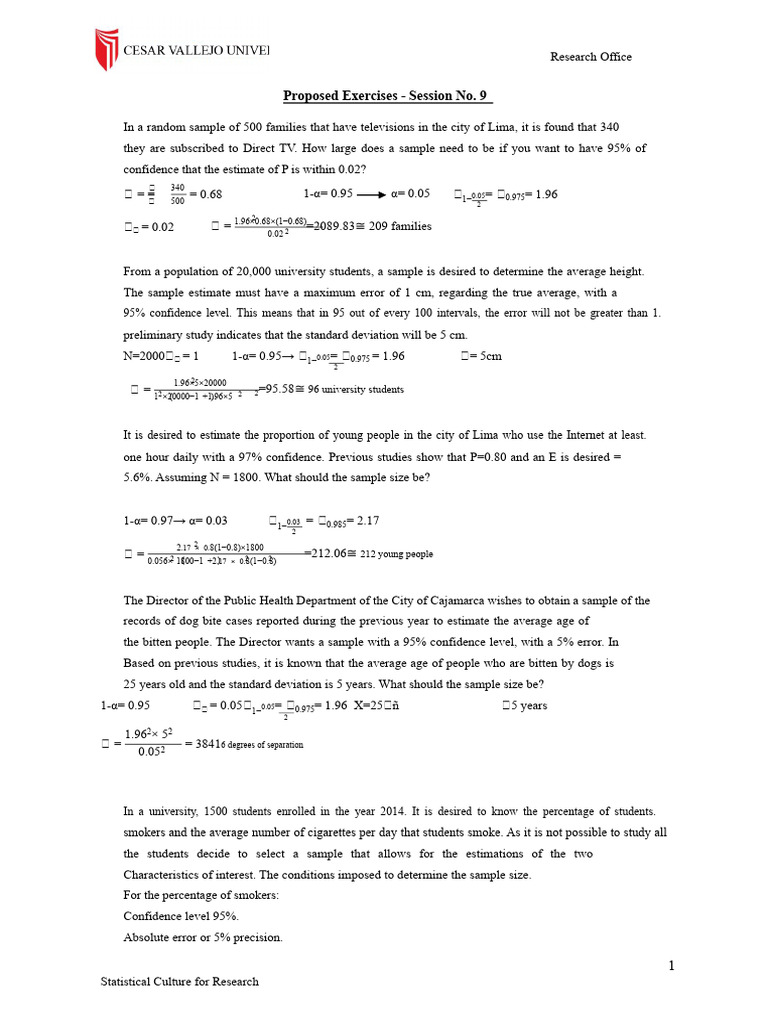 Sample Size Calculations for Research Studies | PDF | Sample Size ...
