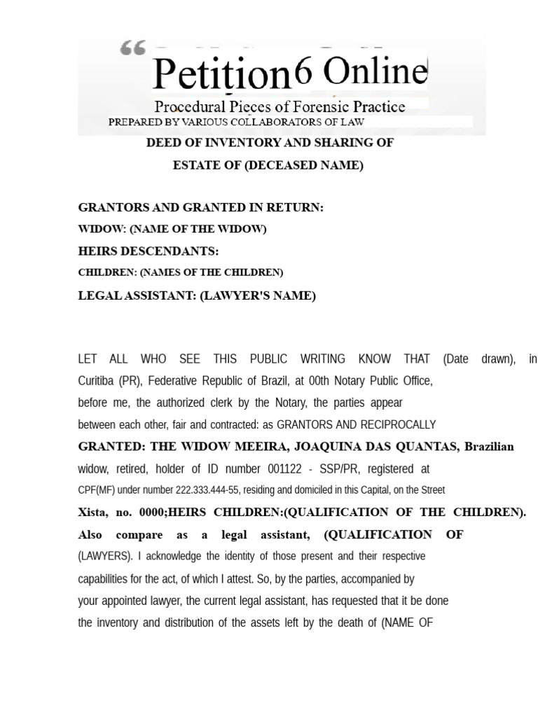 Estate Inventory and Distribution Deed | PDF | Taxes | Inheritance