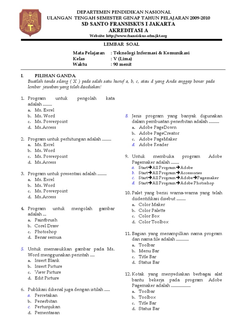 Latihan Soal Sd Kelas 5