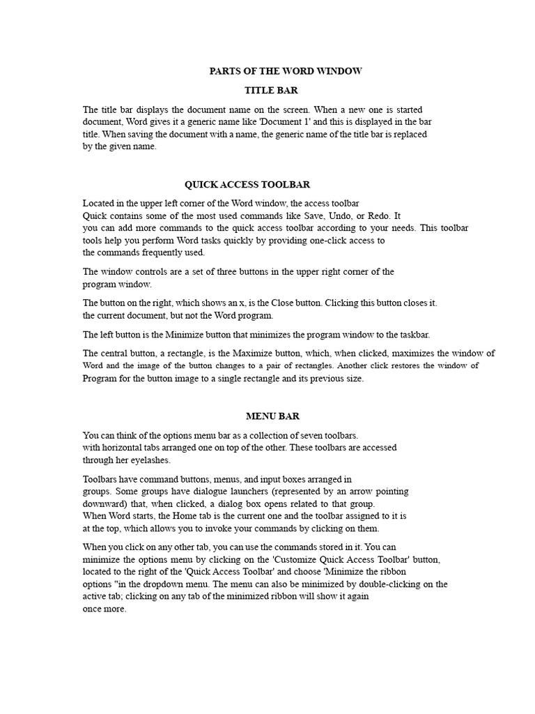 Understanding Microsoft Word Interface | PDF | Window (Computing ...