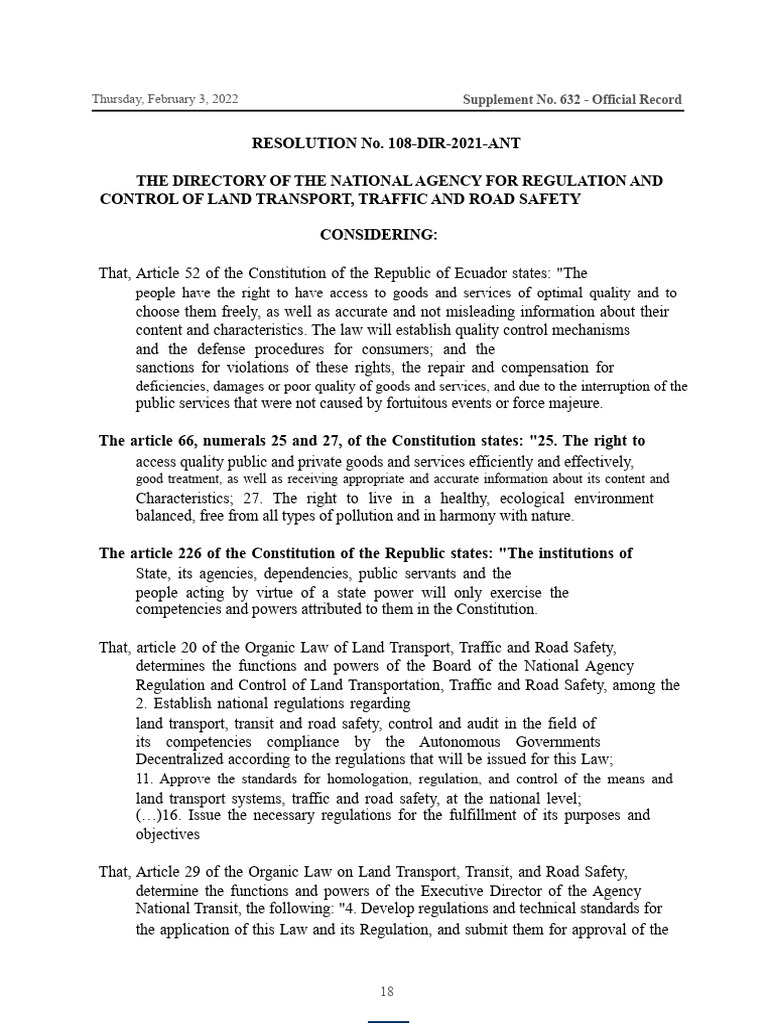 Resolution 108-DIR-2021-ANT Reform of The General Vehicle Homologation ...