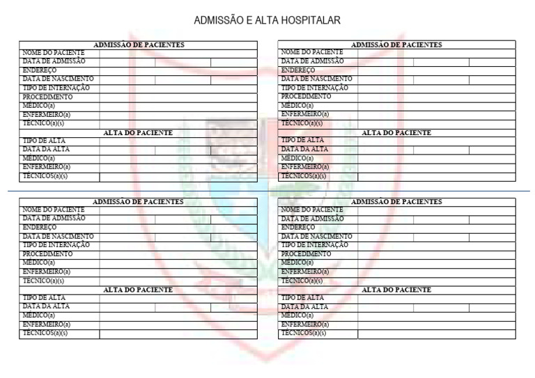 Formulário de Admissão e Alta Hospitalar | PDF