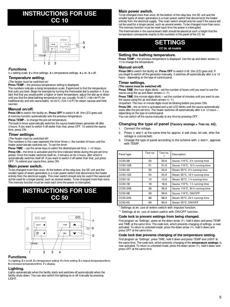 CC50 Control Panel User Guide | PDF | Relay | Timer