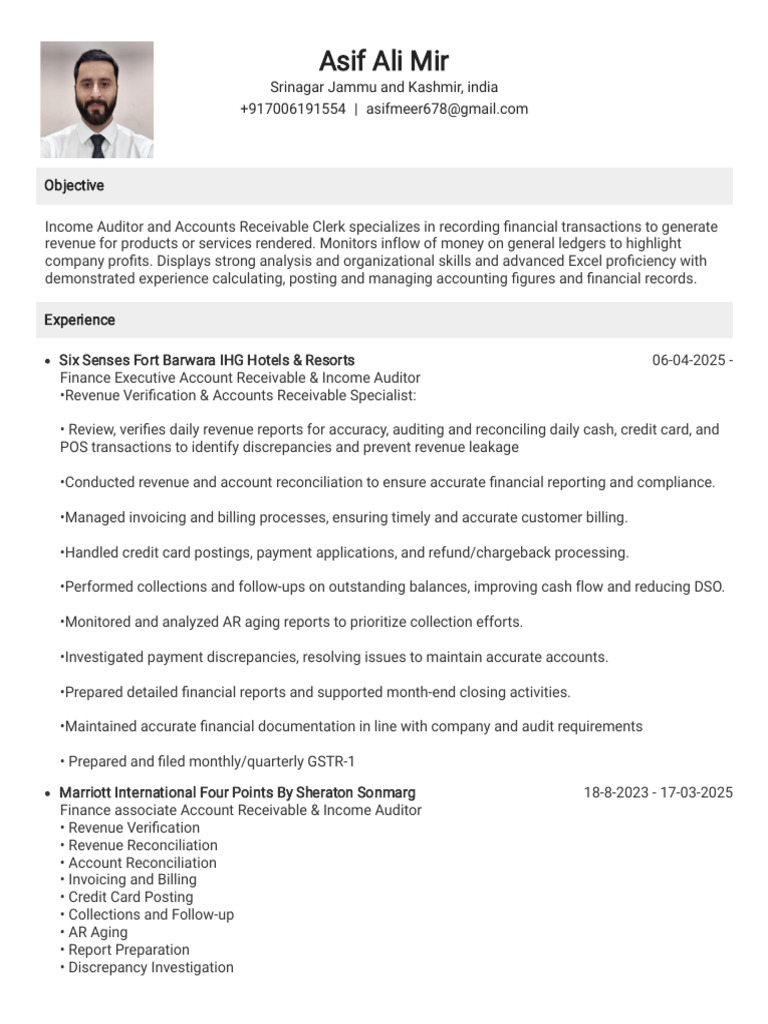 Asif Mir AR-Income Auditor - 1 | PDF | Audit | Credit Card