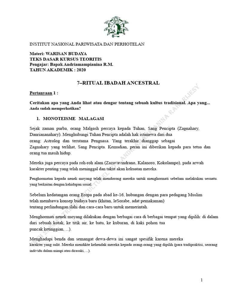 Ritual Ibadah Ancestral di Madagascar | PDF