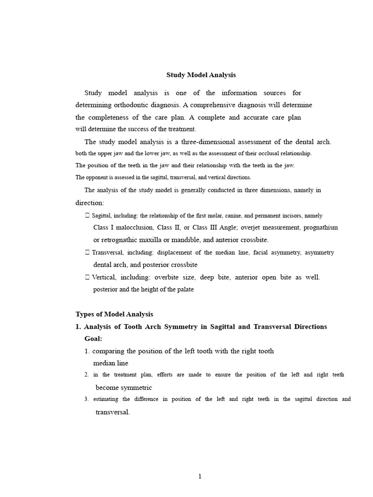 Analysis of Study Model | PDF | Dentistry Branches | Dental Anatomy