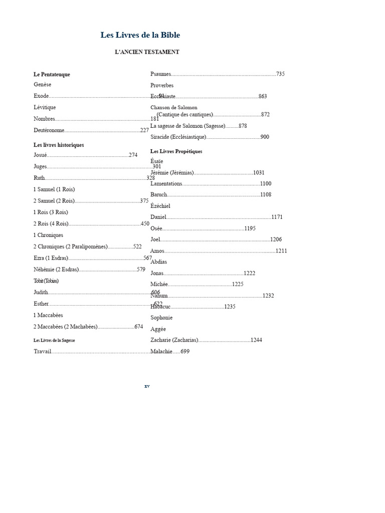 Livres de la Bible : Ancien et Nouveau Testaments | PDF | Jésus | Livre ...