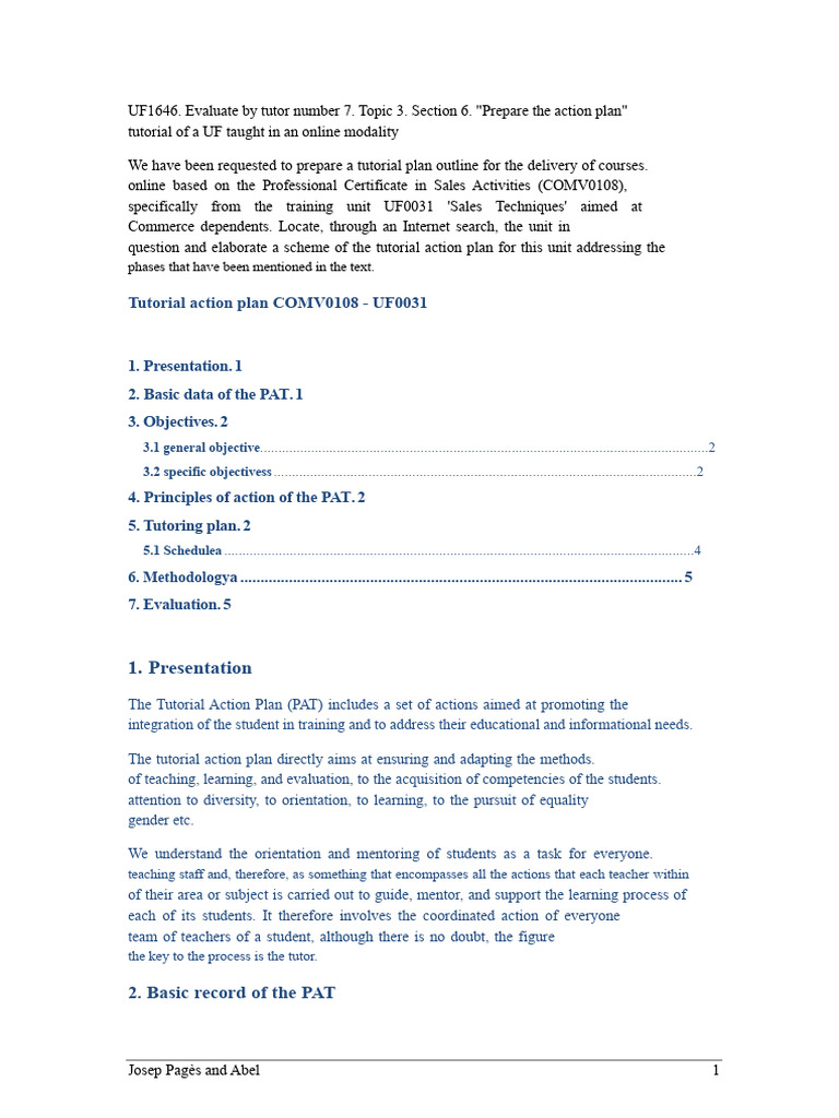 UF1646 Activity 07. Topic 3. Section 6 | PDF | Methodology | Evaluation
